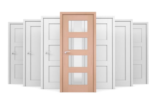 Group of doors. Isolated render on a white background