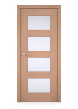 Wooden door. Isolated render on a white background