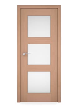 Wooden door. Isolated render on a white background