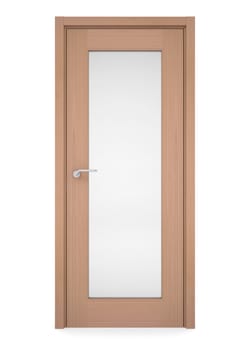 Wooden door. Isolated render on a white background