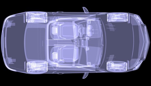 X-ray concept car. Isolated render on a black background