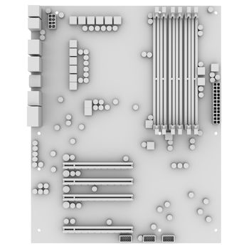 White motherboard. Isolated render on the white background