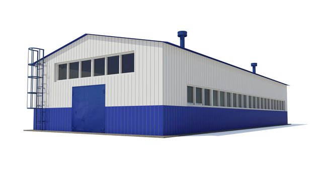 Industrial building. Isolated render on a white background