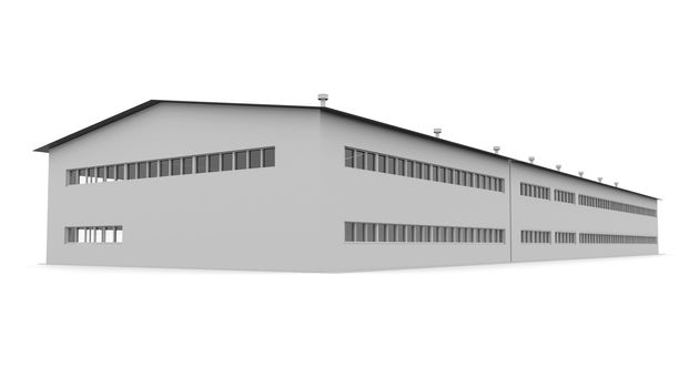 Industrial building. Isolated render on a white background