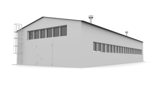 Industrial building. Isolated render on a white background