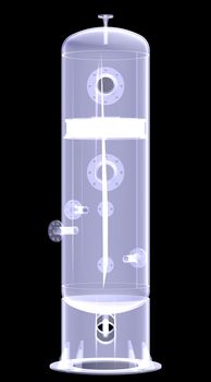 Industrial equipment. X-Ray render isolated on a black background