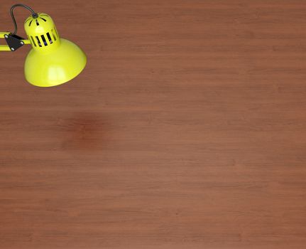 Desktop surface and yellow lamp. 3d render