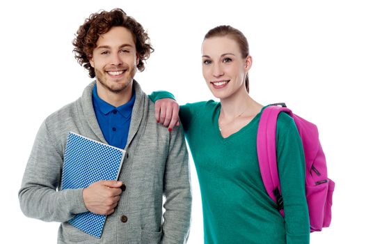 Cheerful trendy college students posing together