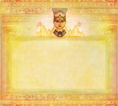 old paper with Egyptian queen