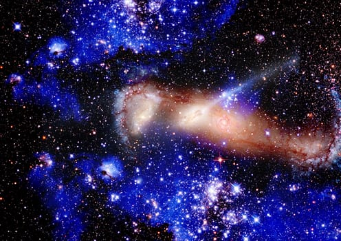 Stars and spiral galaxy in a free space. "Elements of this image furnished by NASA".