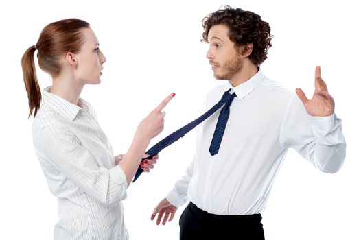 Female executive scolding her coworker