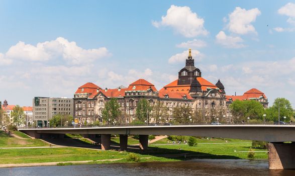 Carolabrucke over Elbe river in Dresden, Germany