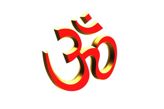 Golden shine Om indian symbol on grey
