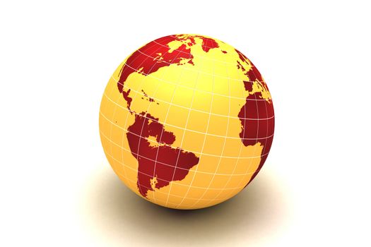 digital illustration of globe in white background