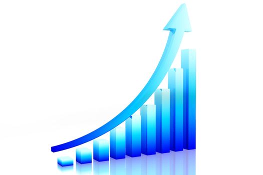 Digital Illustration of Business graph with growth arrow