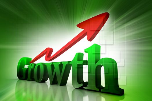 Digital illustration of Business growth green, red in white background