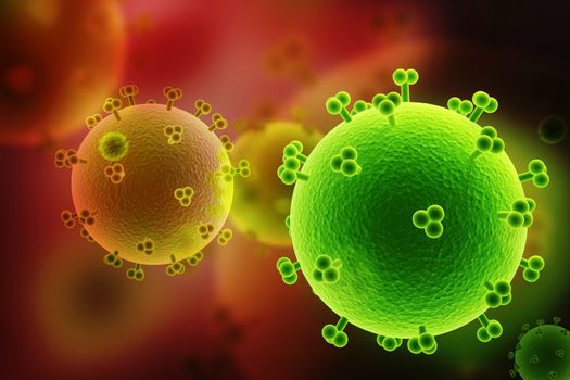 Digital illustration of hi virus in colour background