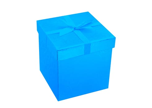 blue present for birthday on white background