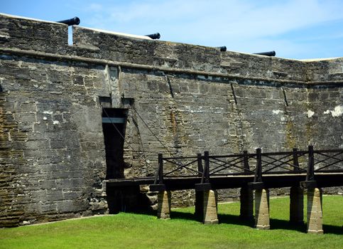 Drawbridge and cannons at Castillo de San Marcos fort