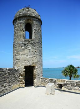 Sentry, lookout tower at Castillo de San Marcos fort in St. Augustine