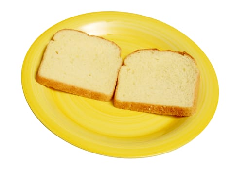 slices of white bread on a yellow plate