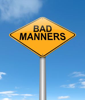 Illustration depicting a sign with a bad manners concept.