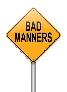 Illustration depicting a sign with a bad manners concept.