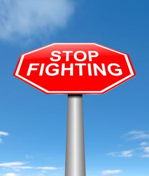 Illustration depicting a sign with a stop fighting concept.