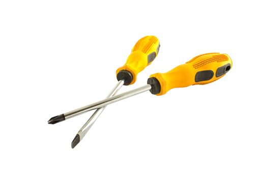 Used Cross Screw drivers isolate on a white background