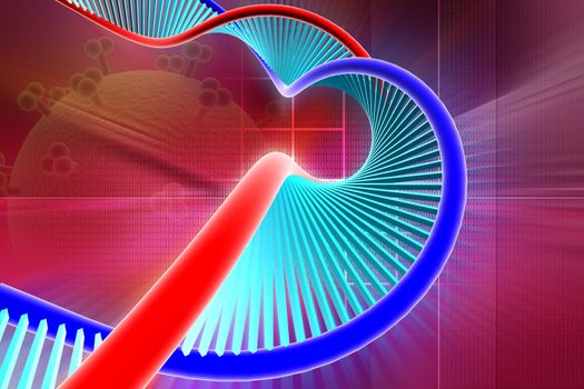 Digital illustration of a dna in colour background