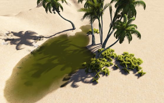 Oasis in the desert made in 3d software