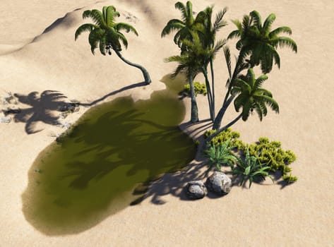 Oasis in the desert made in 3d software