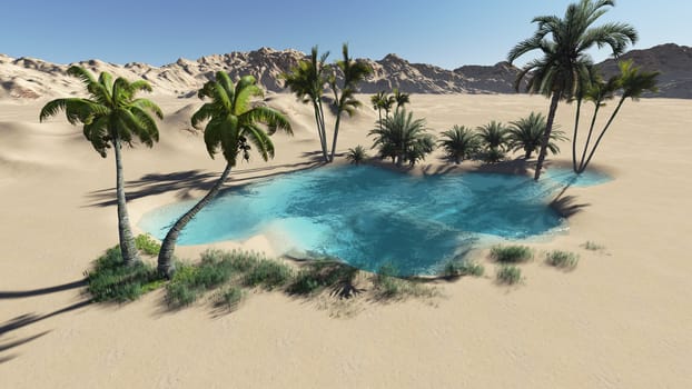 Oasis in the desert made in 3d software