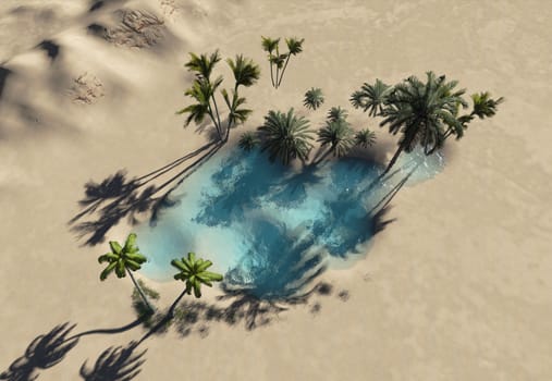 Oasis in the desert made in 3d software