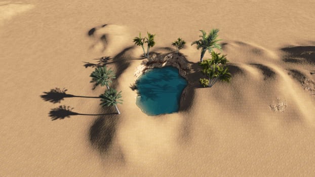 Oasis in the desert made in 3d software