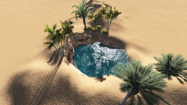 Oasis in the desert made in 3d software