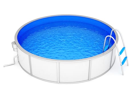 pool filled with water on a white background