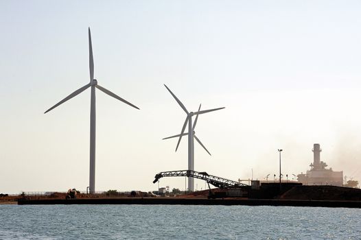 wind mills on the dimension of Fos-sur-Mer