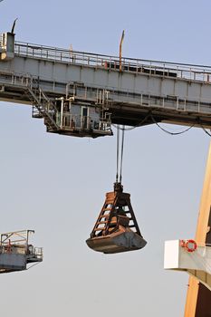 unloading of an ore cargo liner for the steel-works at Fos-sur-Mer beside Marseille.