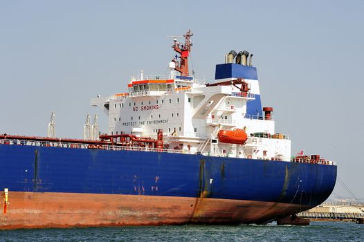 quay tanker to discharge its cargo in France with the wearing of Fos-sur-Mer beside Marseille