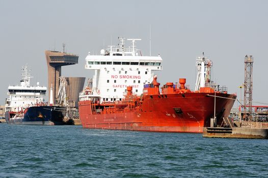 quay tanker to discharge its cargo in France with the wearing of Fos-sur-Mer beside Marseille