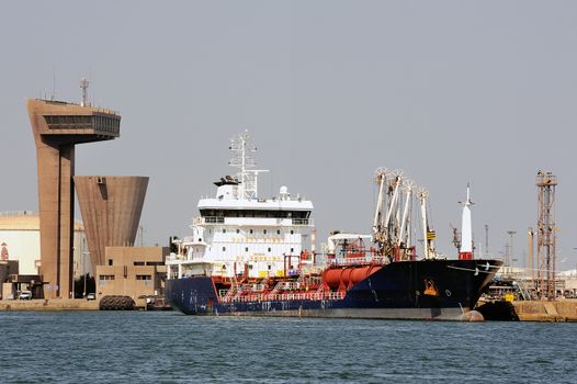 quay tanker to discharge its cargo in France with the wearing of Fos-sur-Mer beside Marseille