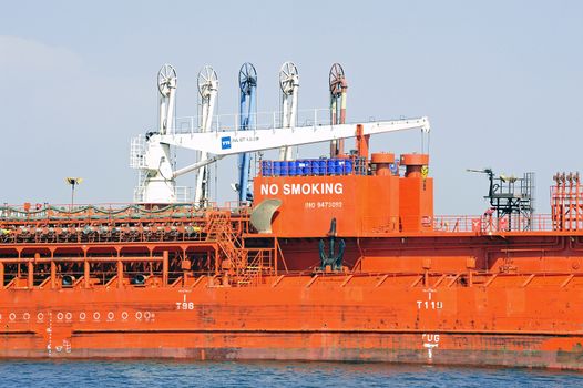 quay tanker to discharge its cargo in France with the wearing of Fos-sur-Mer beside Marseille