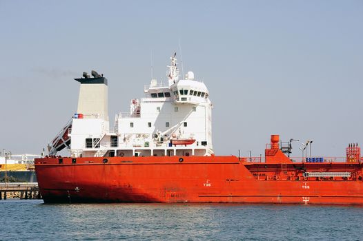 quay tanker to discharge its cargo in France with the wearing of Fos-sur-Mer beside Marseille