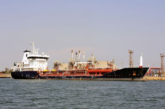 quay tanker to discharge its cargo in France with the wearing of Fos-sur-Mer beside Marseille