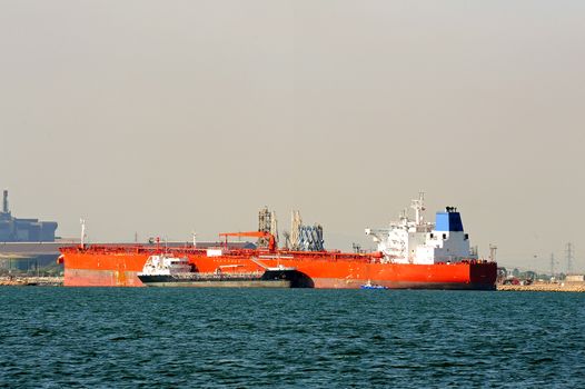 quay tanker to discharge its cargo in France with the wearing of Fos-sur-Mer beside Marseille