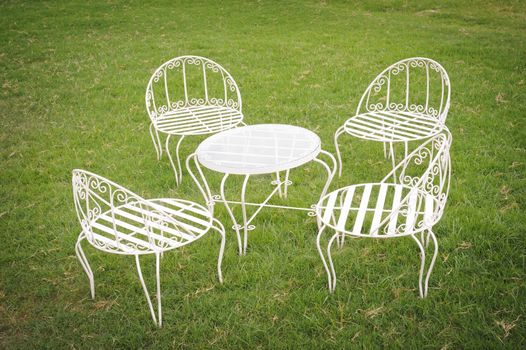 Garden table and chairs in holiday.