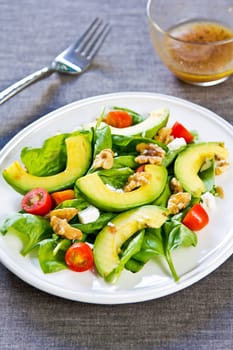 Avocado with Spinach, Feta and Walnut salad