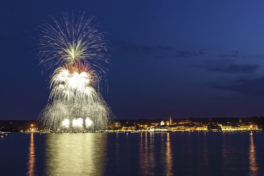 Fireworks on the Lake Maggiore in a summer night, Arona