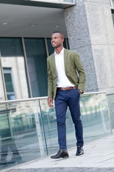 young successful african business man outdoor in summer self confident
